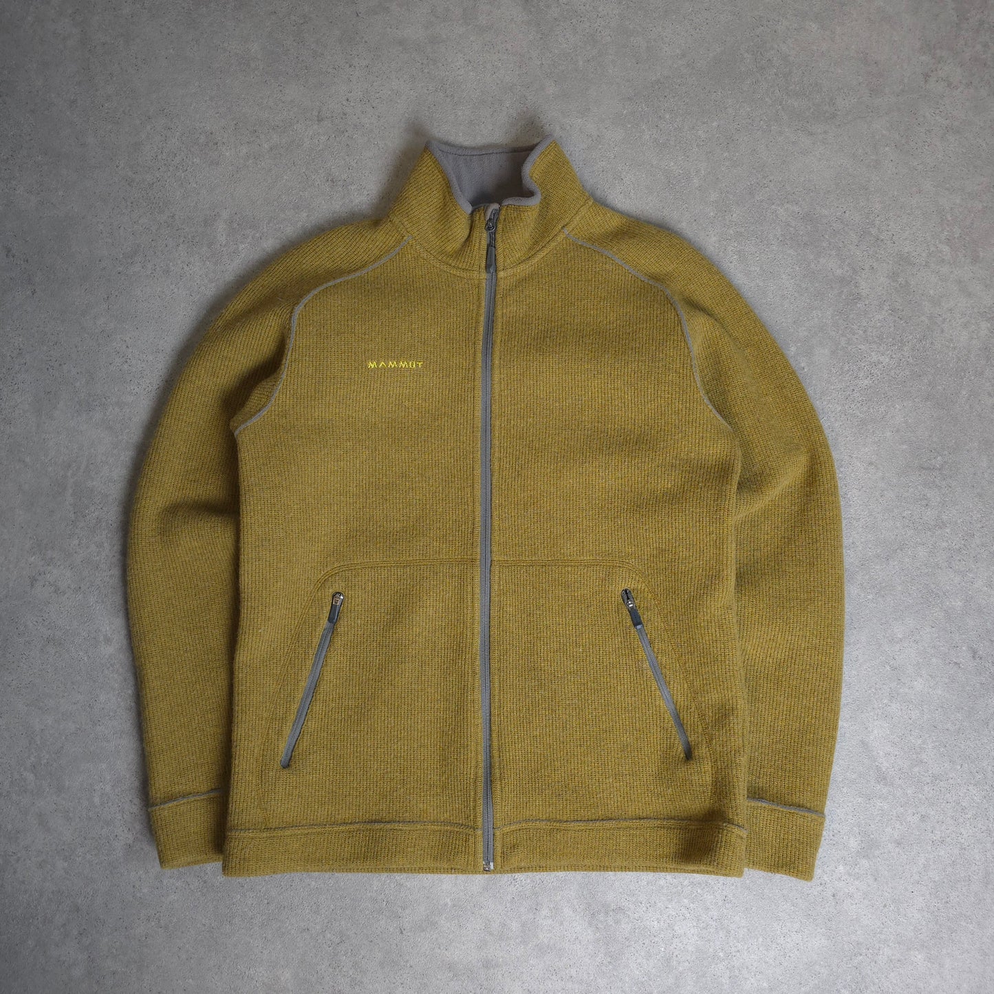 mammut part wool ribbed fleece in mustard yellow - large