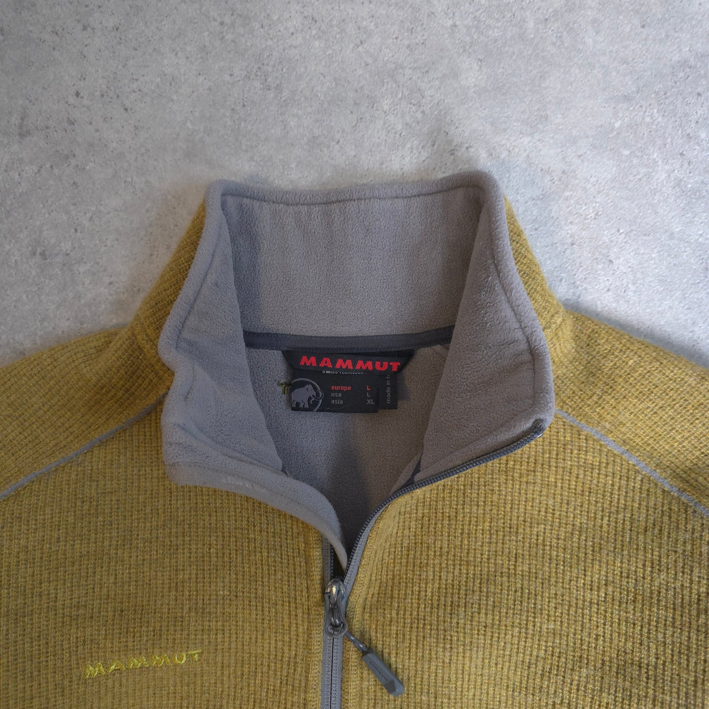 mammut part wool ribbed fleece in mustard yellow - large