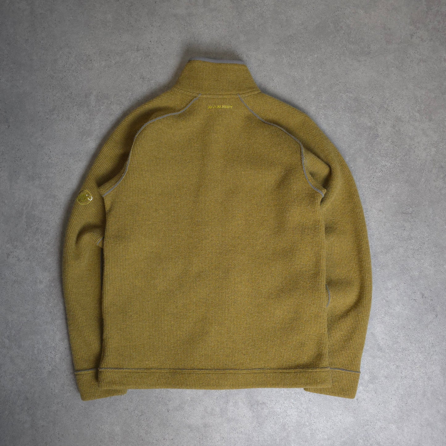 mammut part wool ribbed fleece in mustard yellow - large