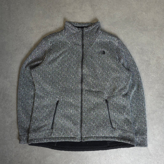 the north face zip up fleece in black and white - women's XL