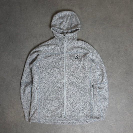 Haglofs zip up fleece hoodie in grey - women's XL