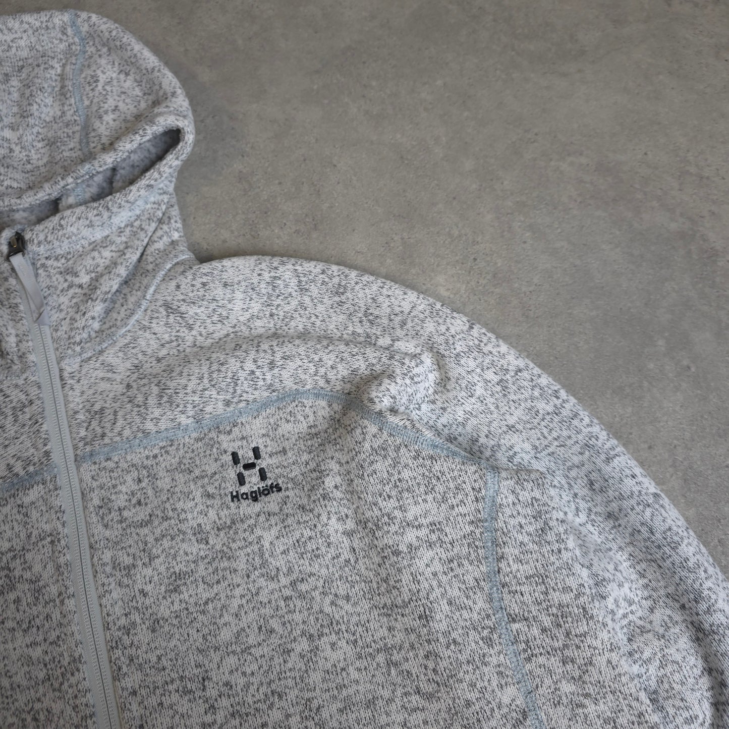 Haglofs zip up fleece hoodie in grey - women's XL