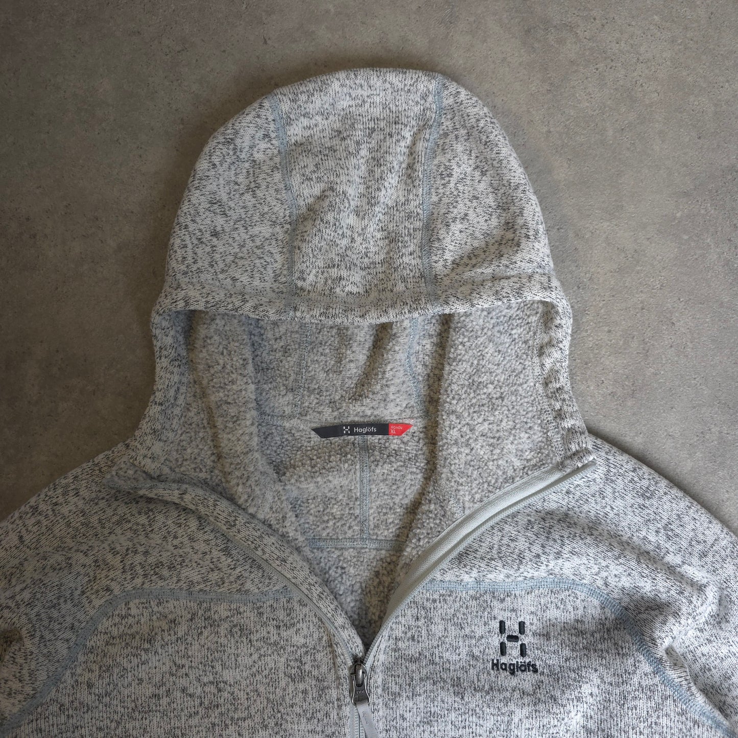 Haglofs zip up fleece hoodie in grey - women's XL