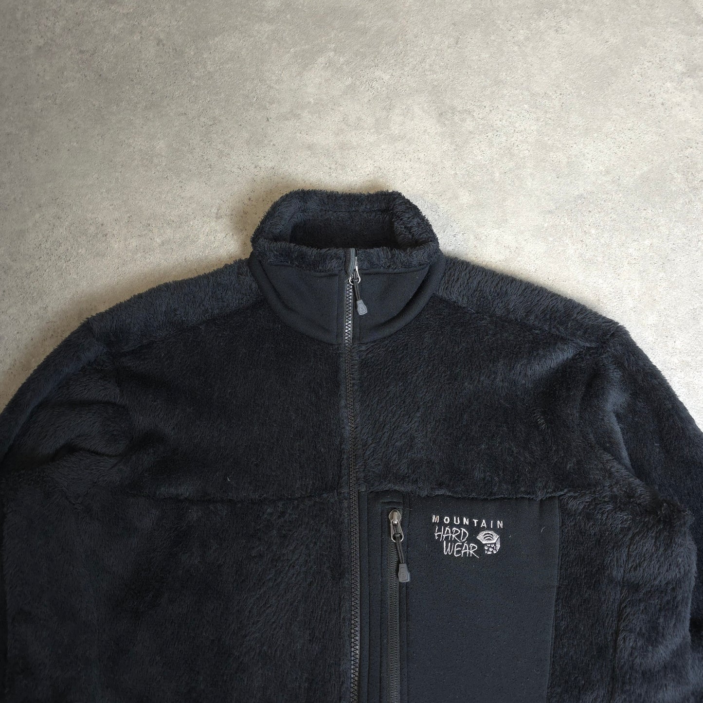 mountain hardwear polartec fluffy zip up fleece in black - large