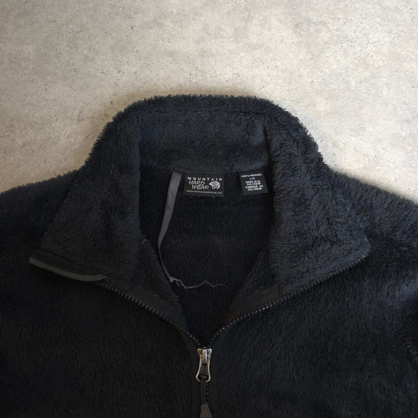 mountain hardwear polartec fluffy zip up fleece in black - large