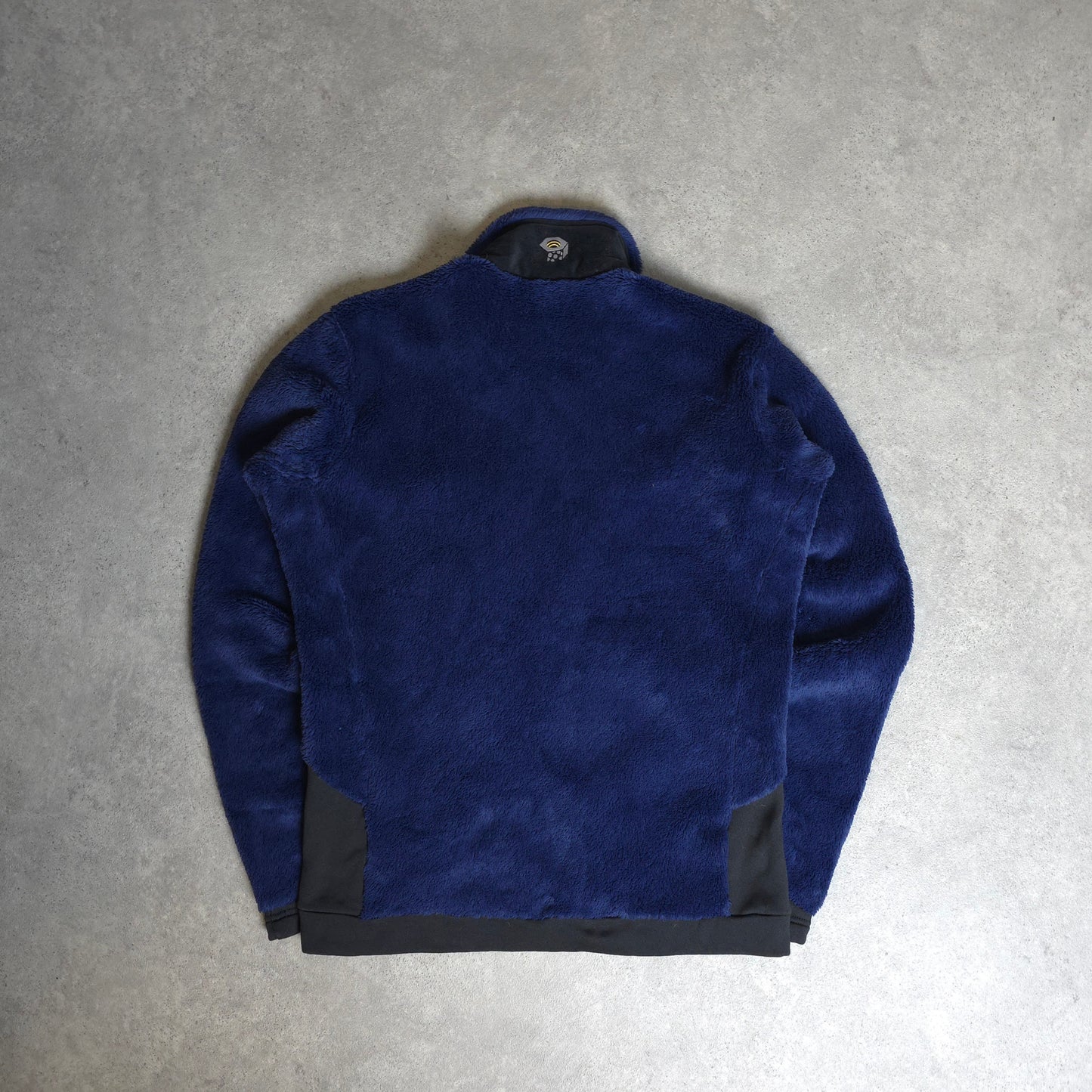 mountain hardwear polartec fluffy fleece in blue and black - medium