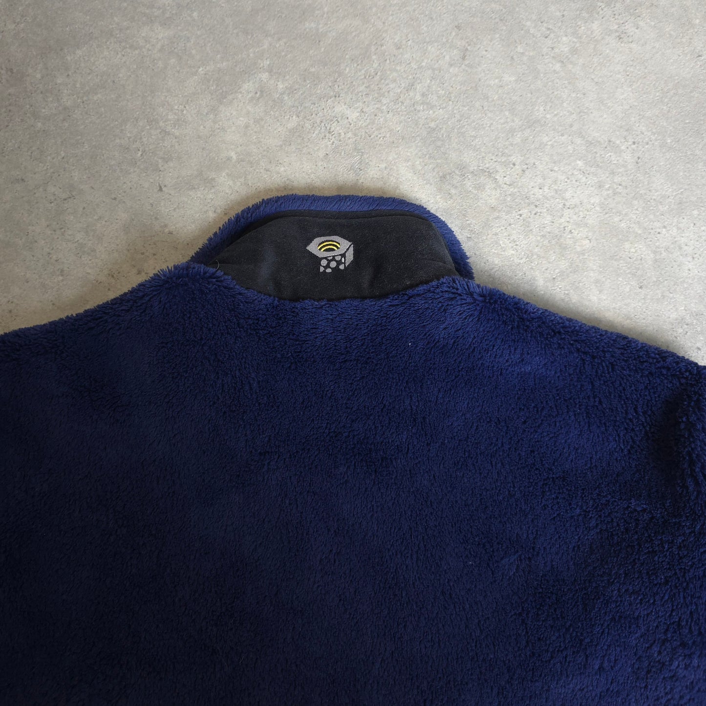 mountain hardwear polartec fluffy fleece in blue and black - medium