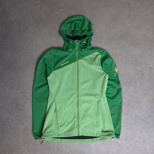 Mammut soft shell windstopper jacket in green - women's XS