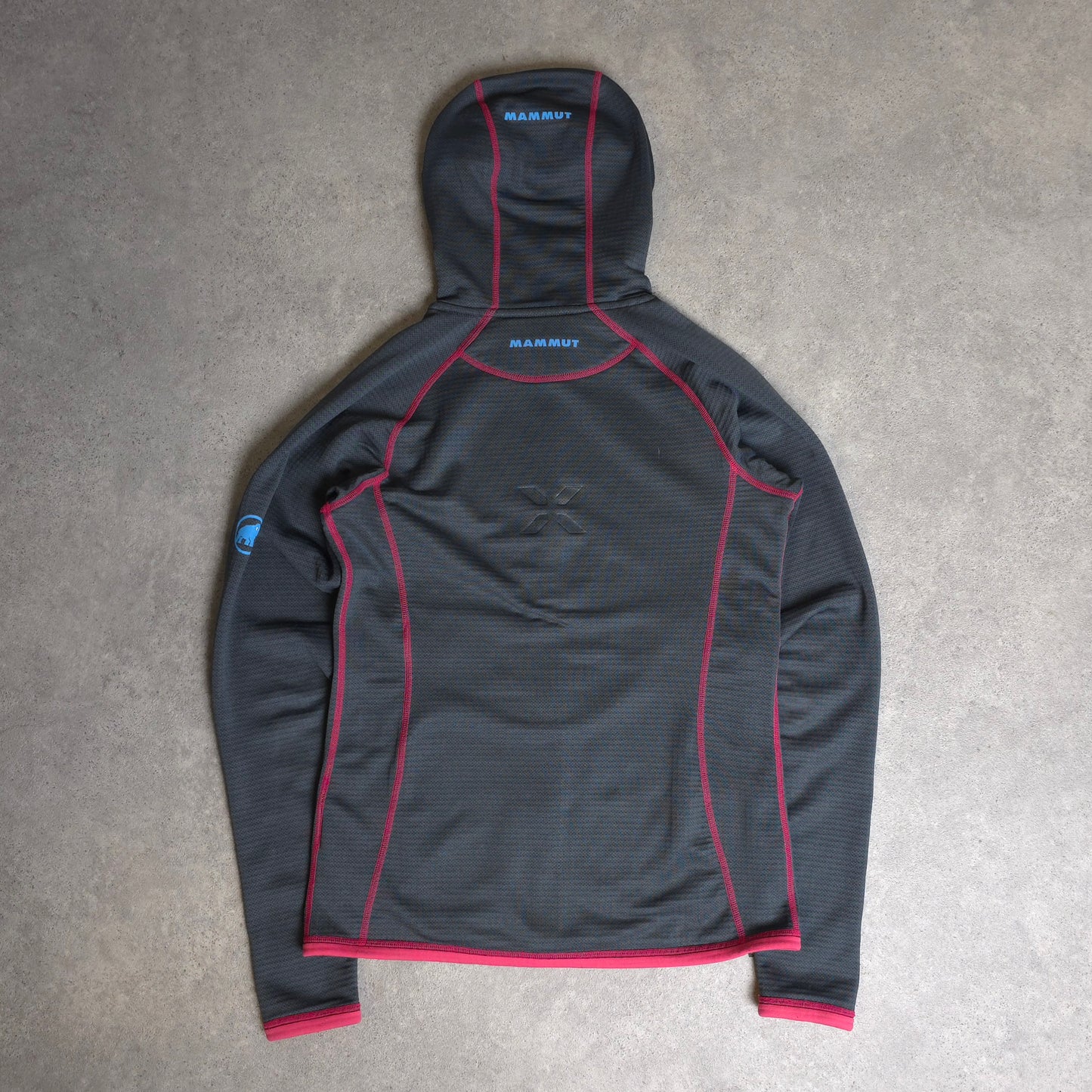 mammut polartec zip up hoodie in grey, pink and orange - women's medium