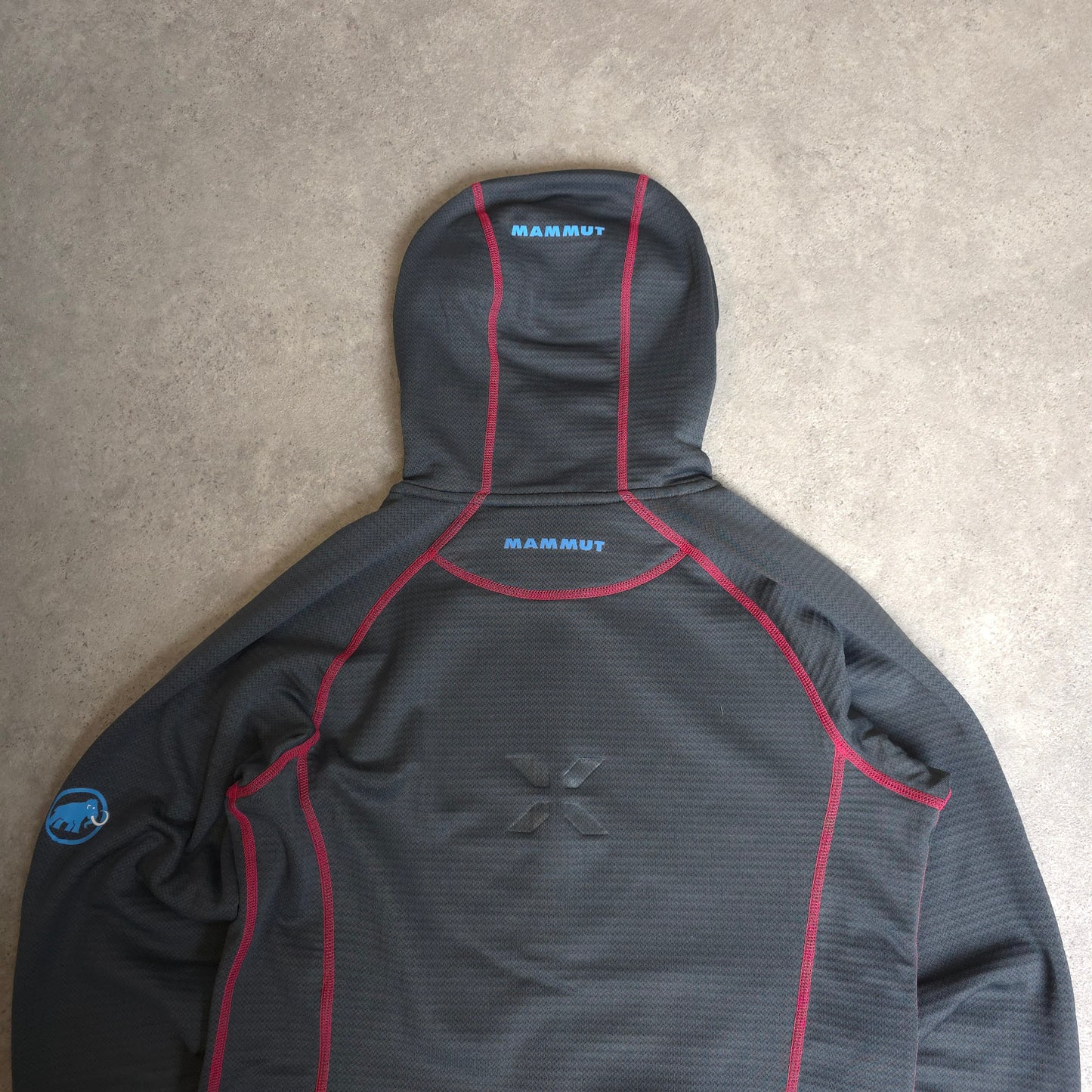 mammut polartec zip up hoodie in grey, pink and orange - women's medium