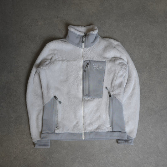Mountain Hardwear fluffy fleece in white and grey - women's small
