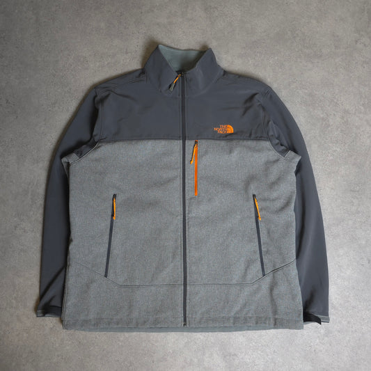The north face soft shell jacket in grey and orange - XL