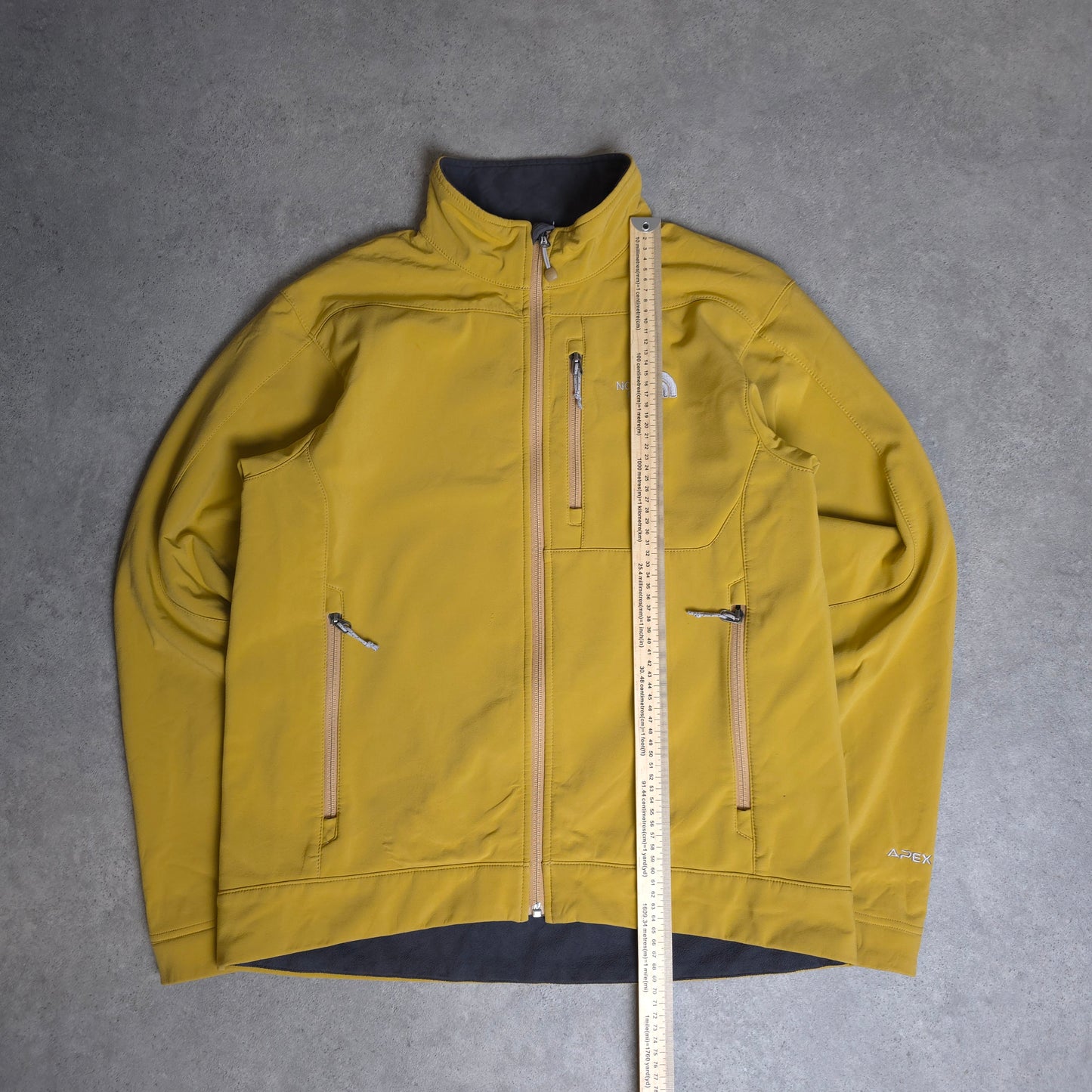 The north face soft shell jacket in mustard yellow - medium
