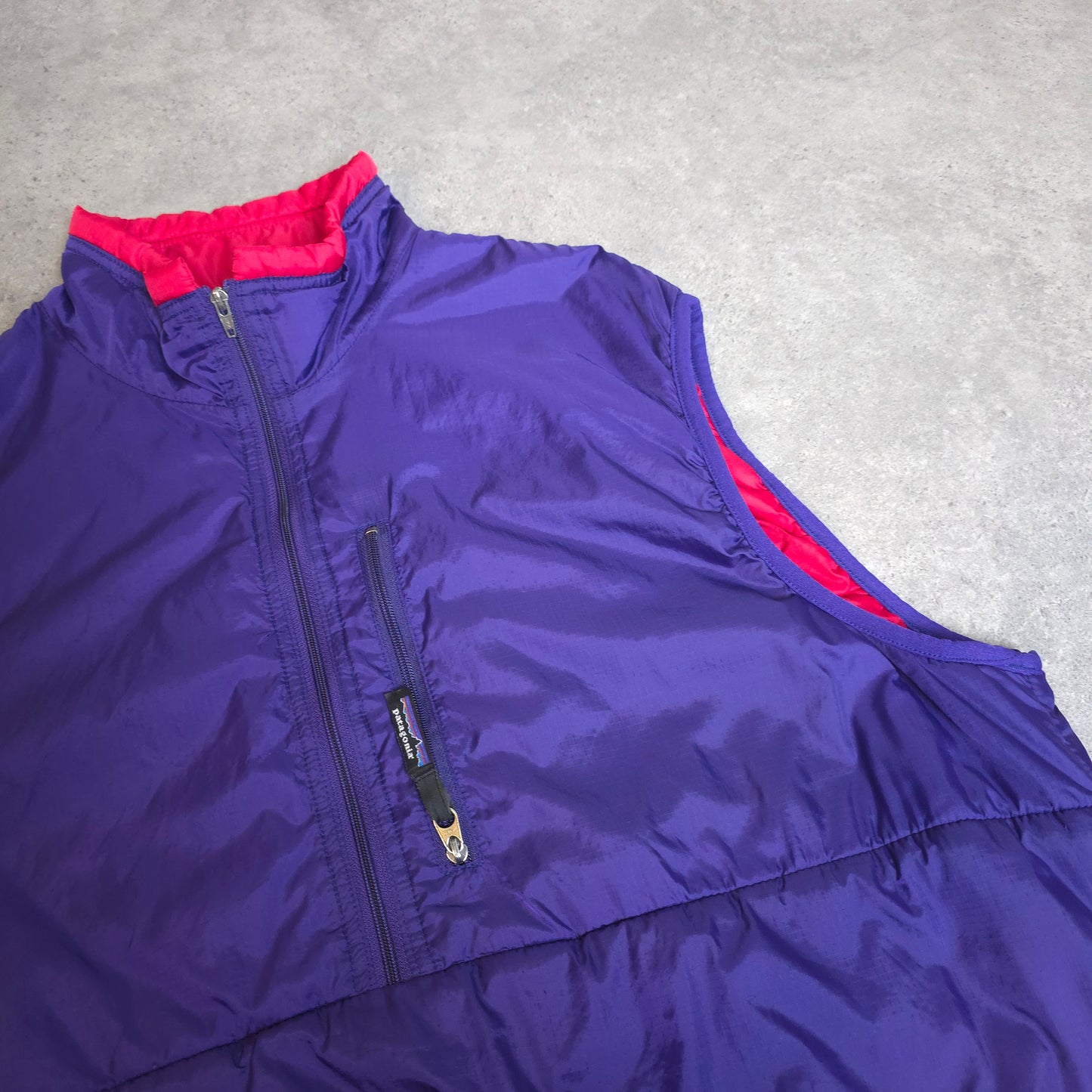 Rare vintage patagonia puffball vest in purple and red - large