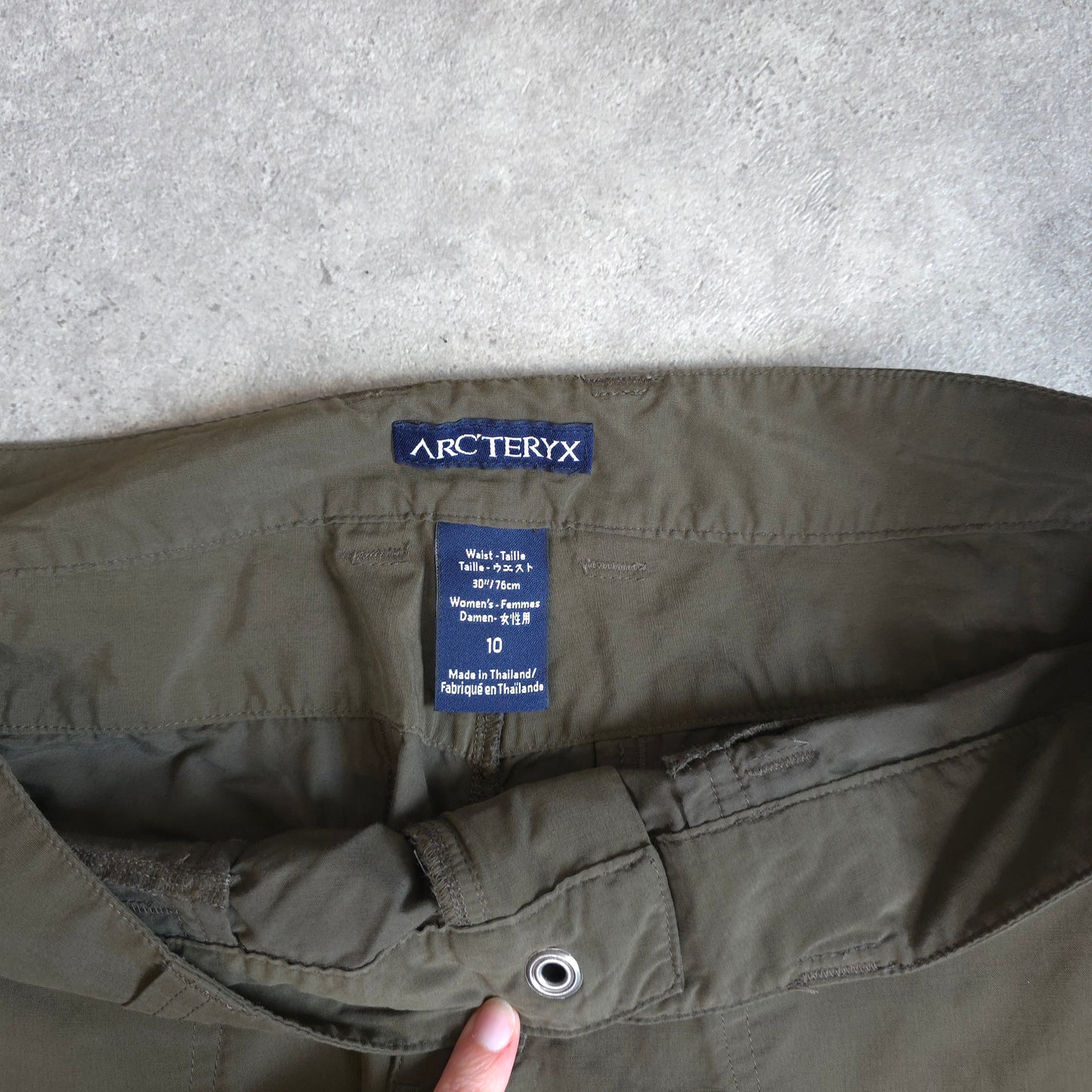 women's Arcteryx walking trousers in khaki green - W34"