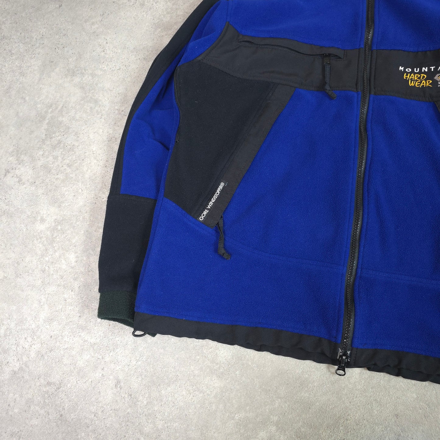 Mountain hardwear gore windstopper fleece jacket in blue and black - medium