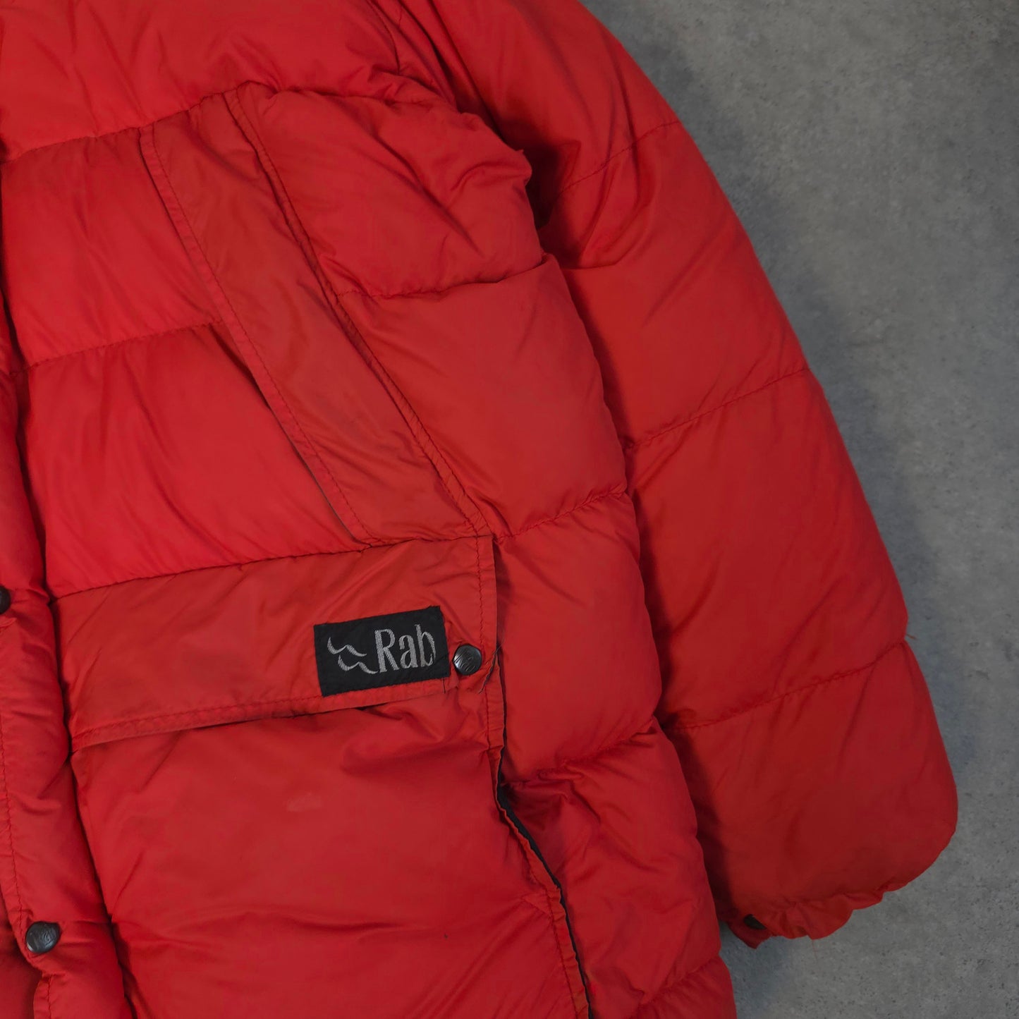 Vintage 80s/90s Rab kinder goose down pertex jacket made in sheffield in red - large