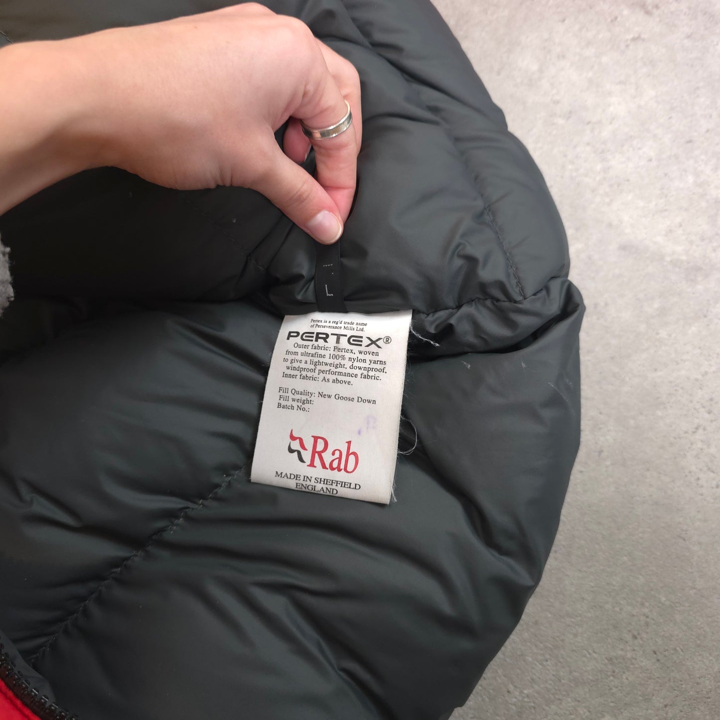 Vintage 80s/90s Rab kinder goose down pertex jacket made in sheffield in red - large