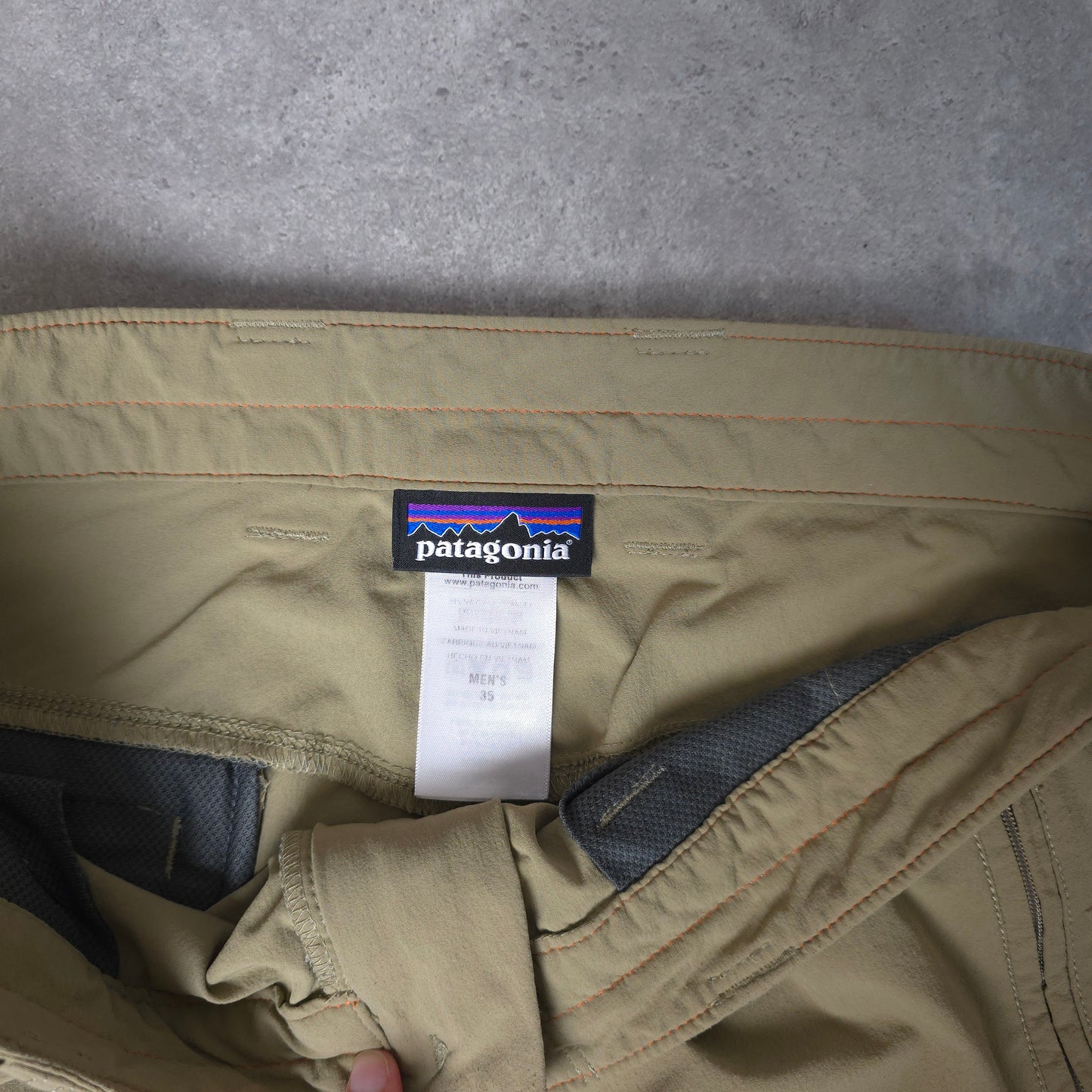Patagonia stretch trousers in khaki - 35 inch waist