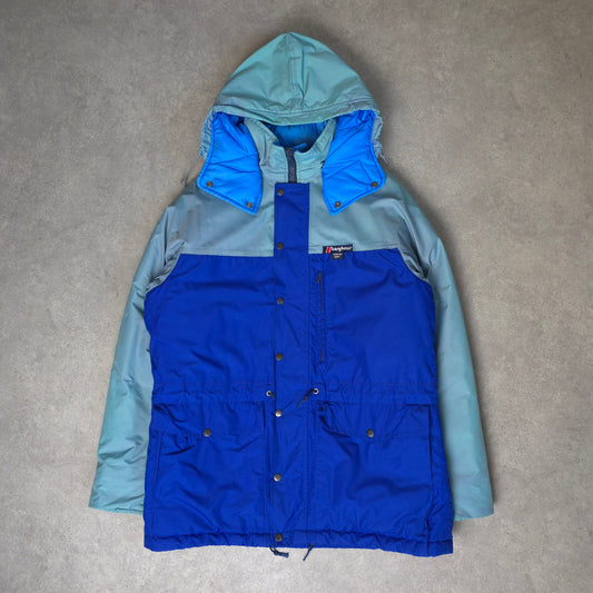 vintage berghaus serac quilted jacket in blue - size large