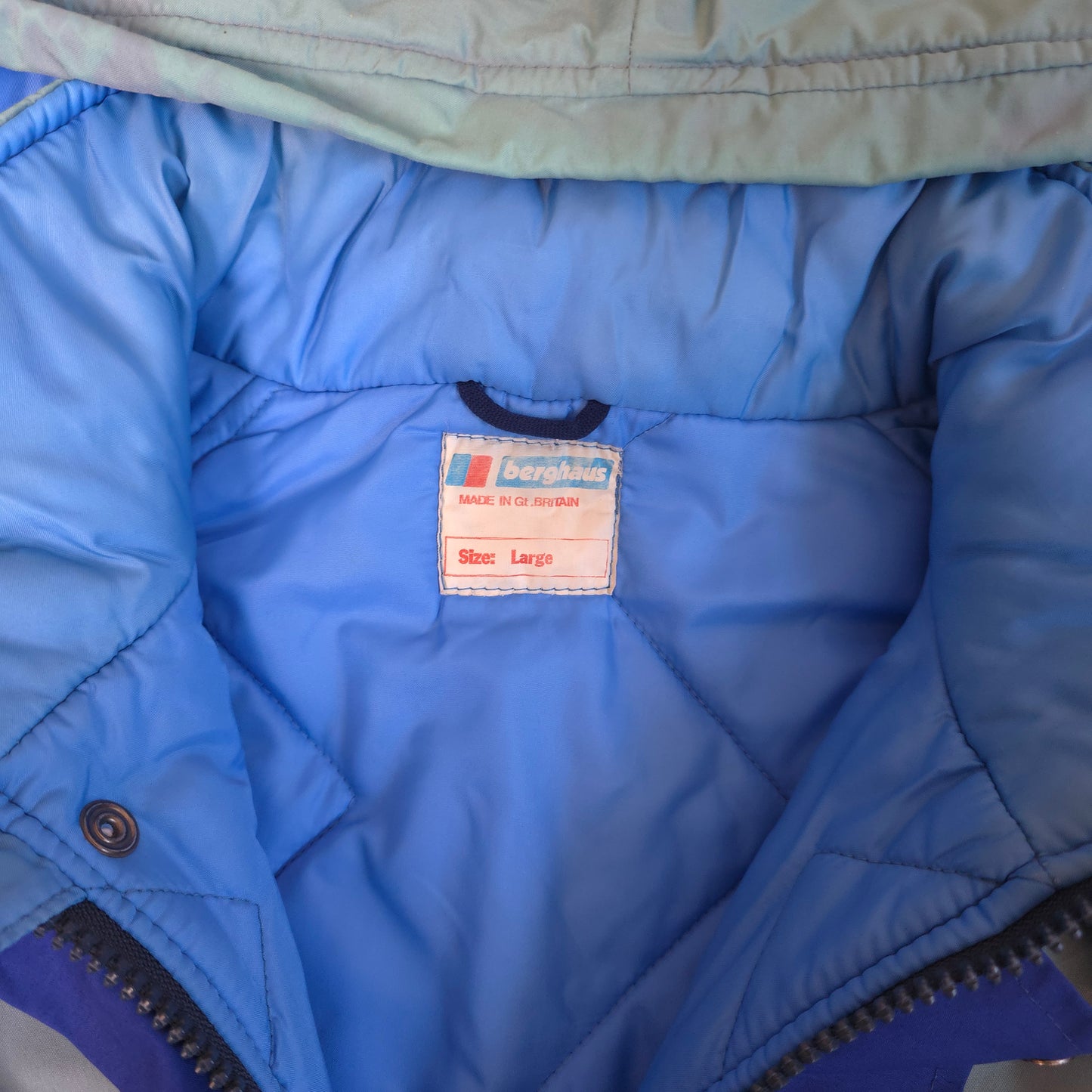 vintage berghaus serac quilted jacket in blue - size large