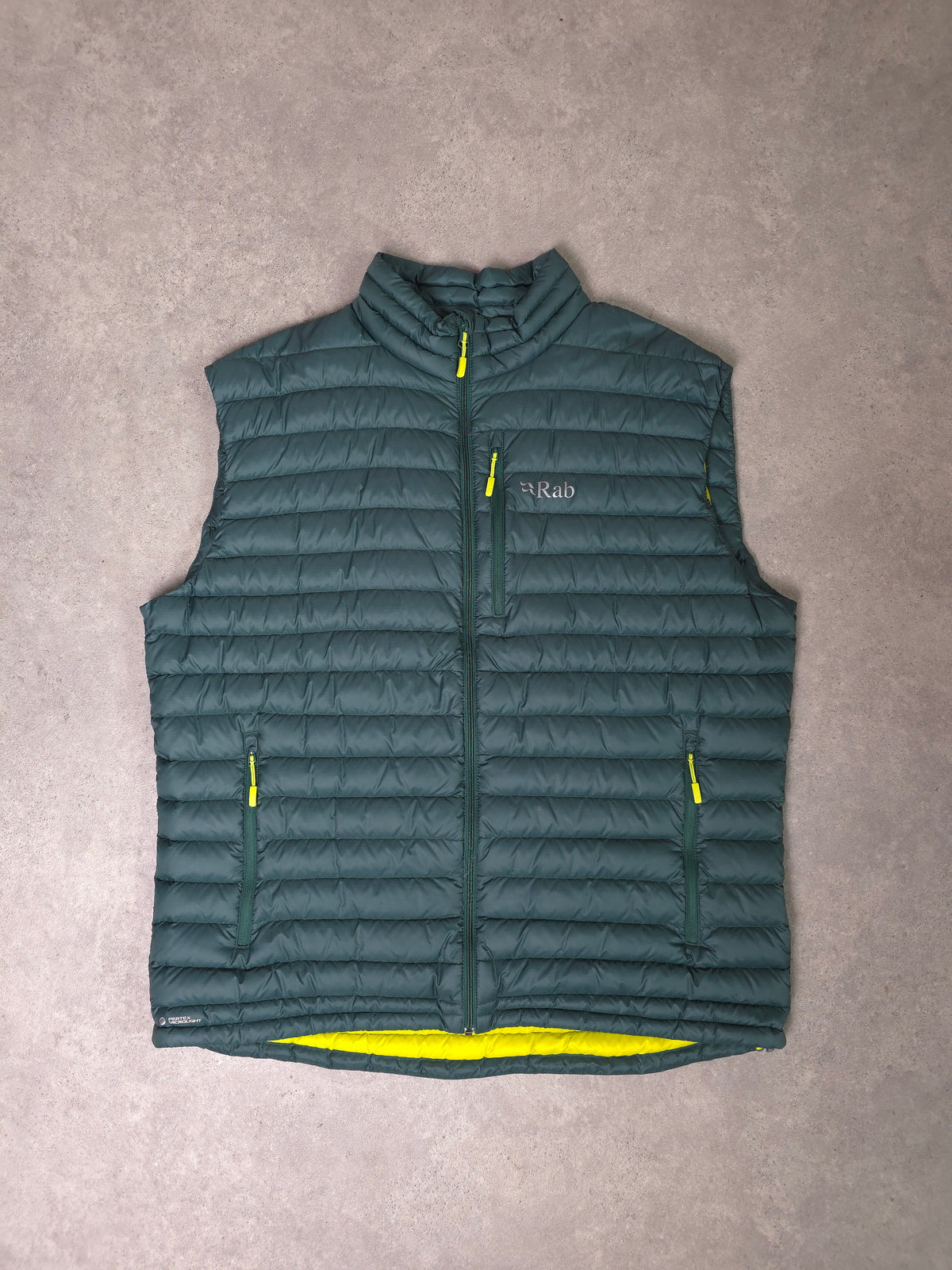 Rab microlight vest down filled puffer gilet in green - XXL