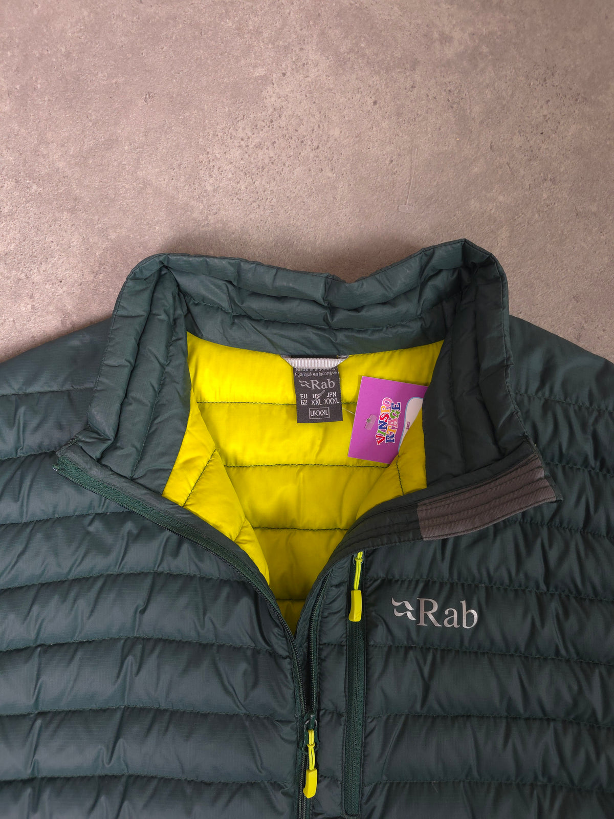 Rab microlight vest down filled puffer gilet in green - XXL