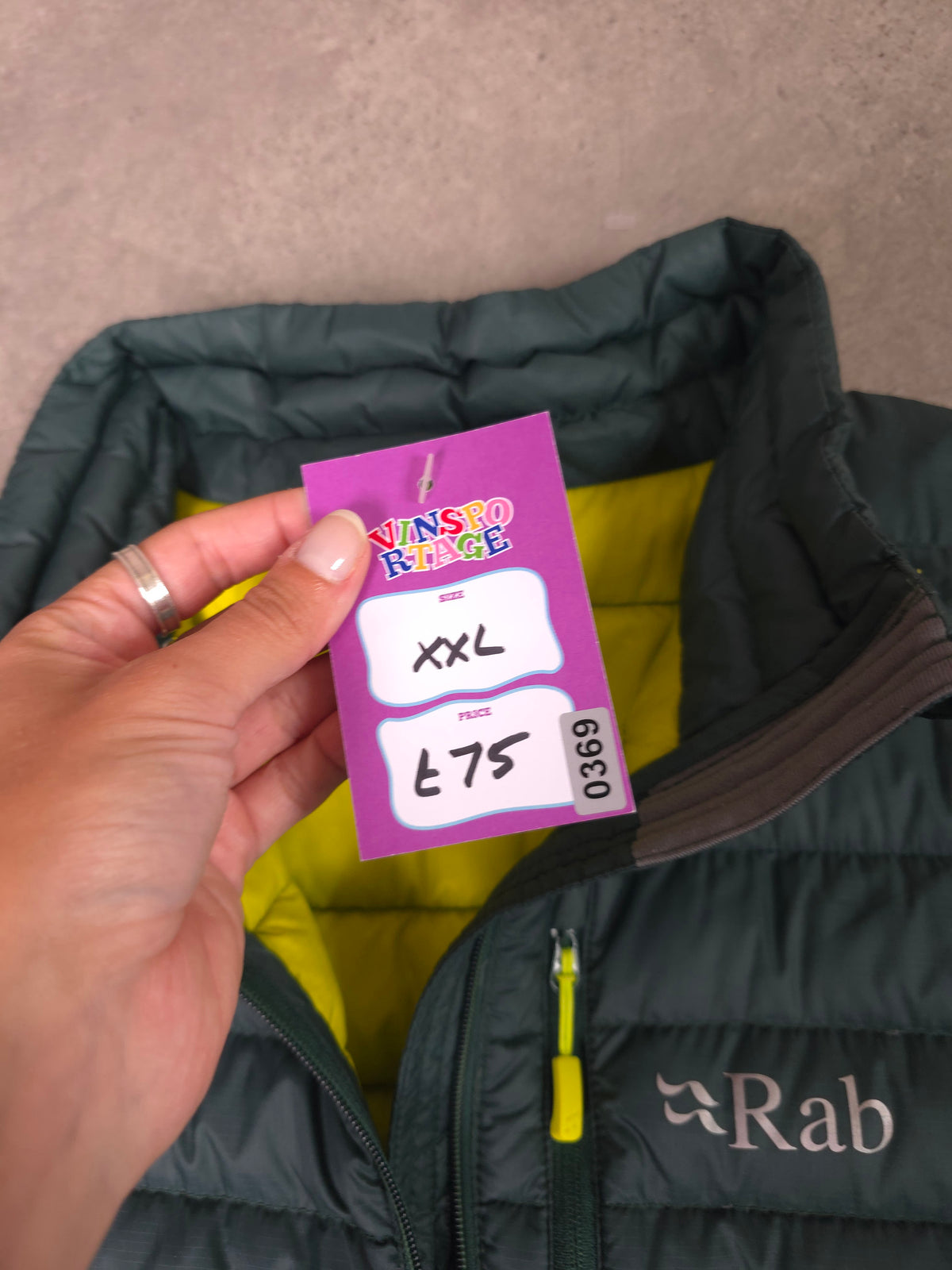Rab microlight vest down filled puffer gilet in green - XXL
