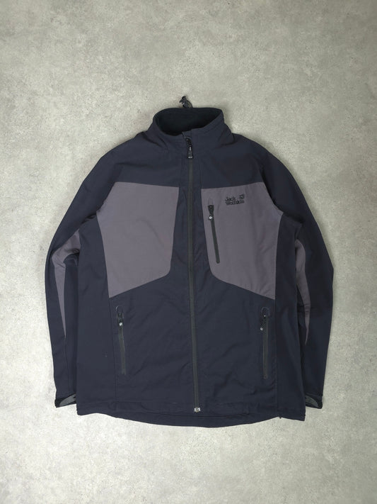 Jack Wolfskin soft shell jacket in black and grey - XL