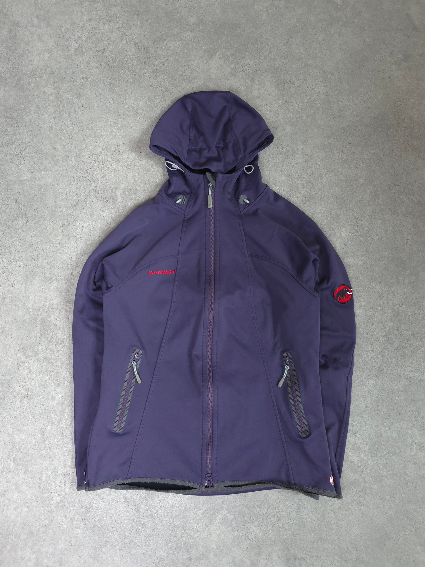 Mammut ultimate soft shell poncho style jacket in purple - women's large