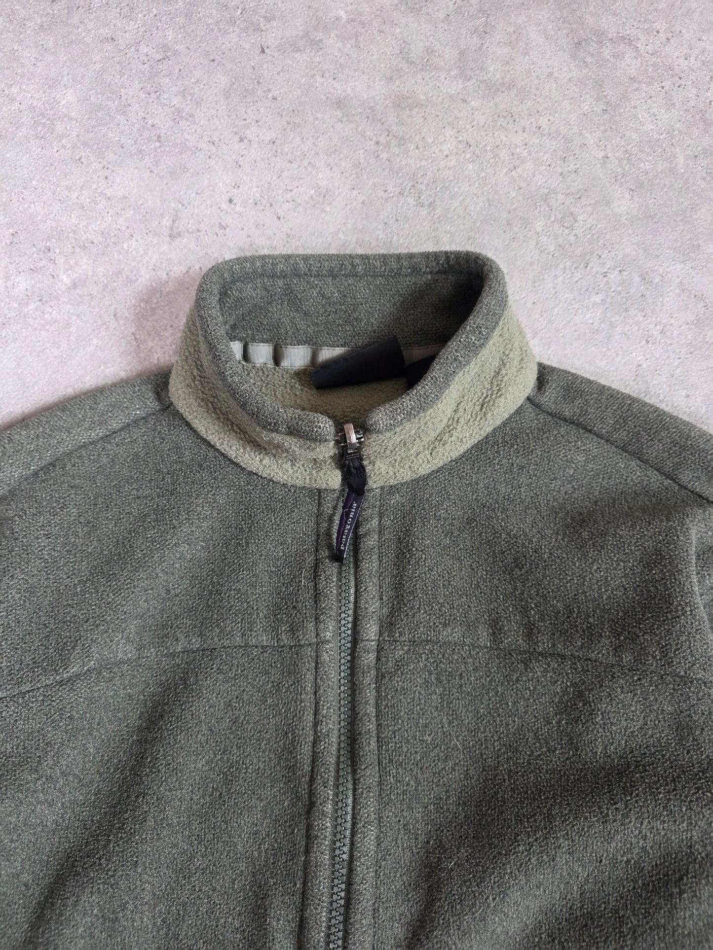 vintage patagonia synchilla zip up fleece in green - women's medium