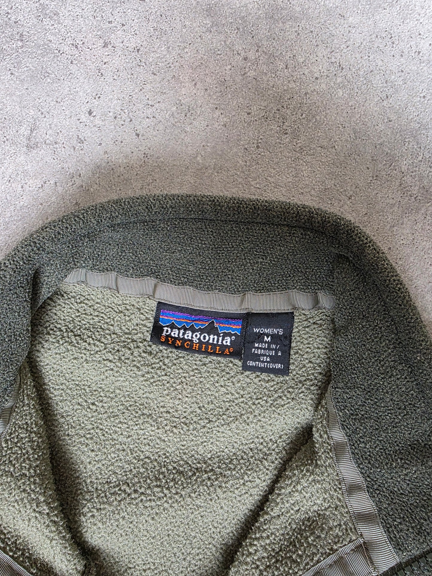 vintage patagonia synchilla zip up fleece in green - women's medium