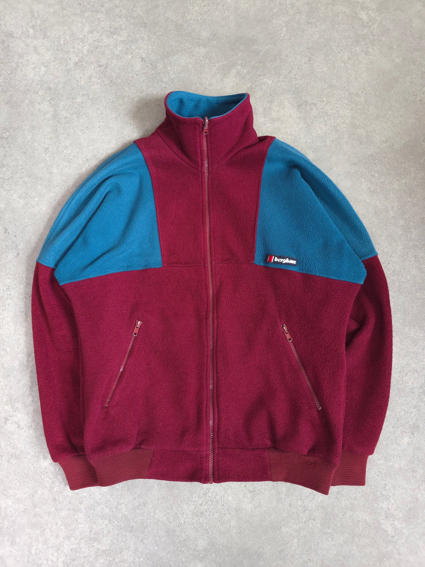 vintage 80s berghaus fleece in burgundy and teal - small