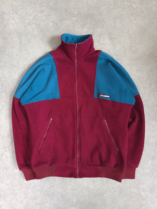 vintage 80s berghaus fleece in burgundy and teal - small