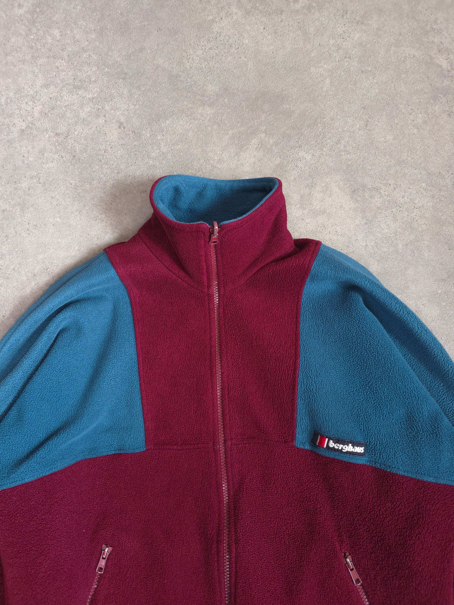 vintage 80s berghaus fleece in burgundy and teal - small