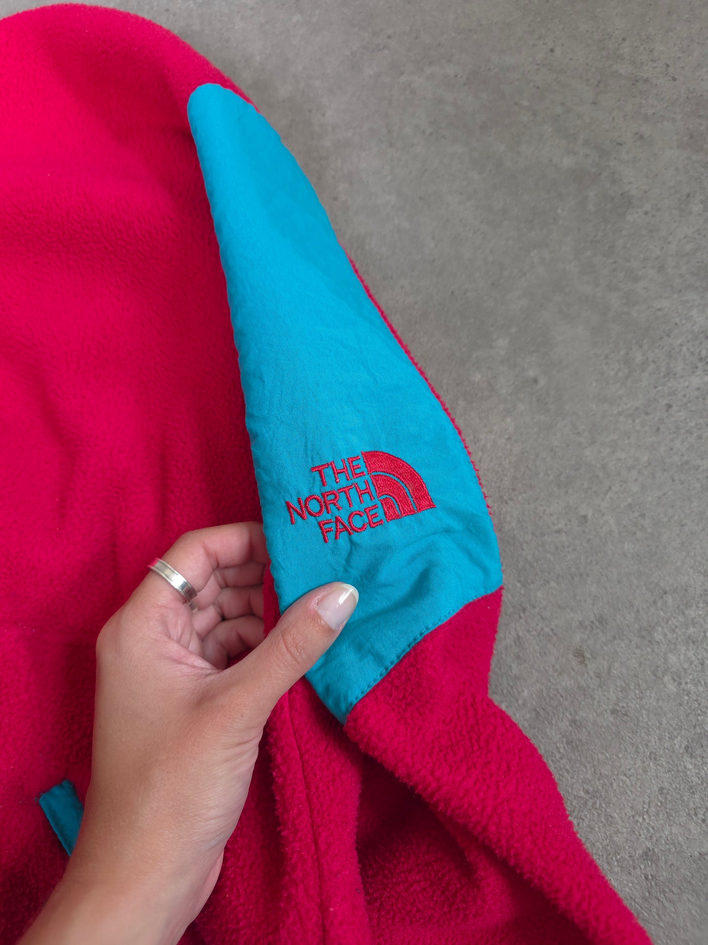 vintage 80s the north face boxy fleece in pink - XL