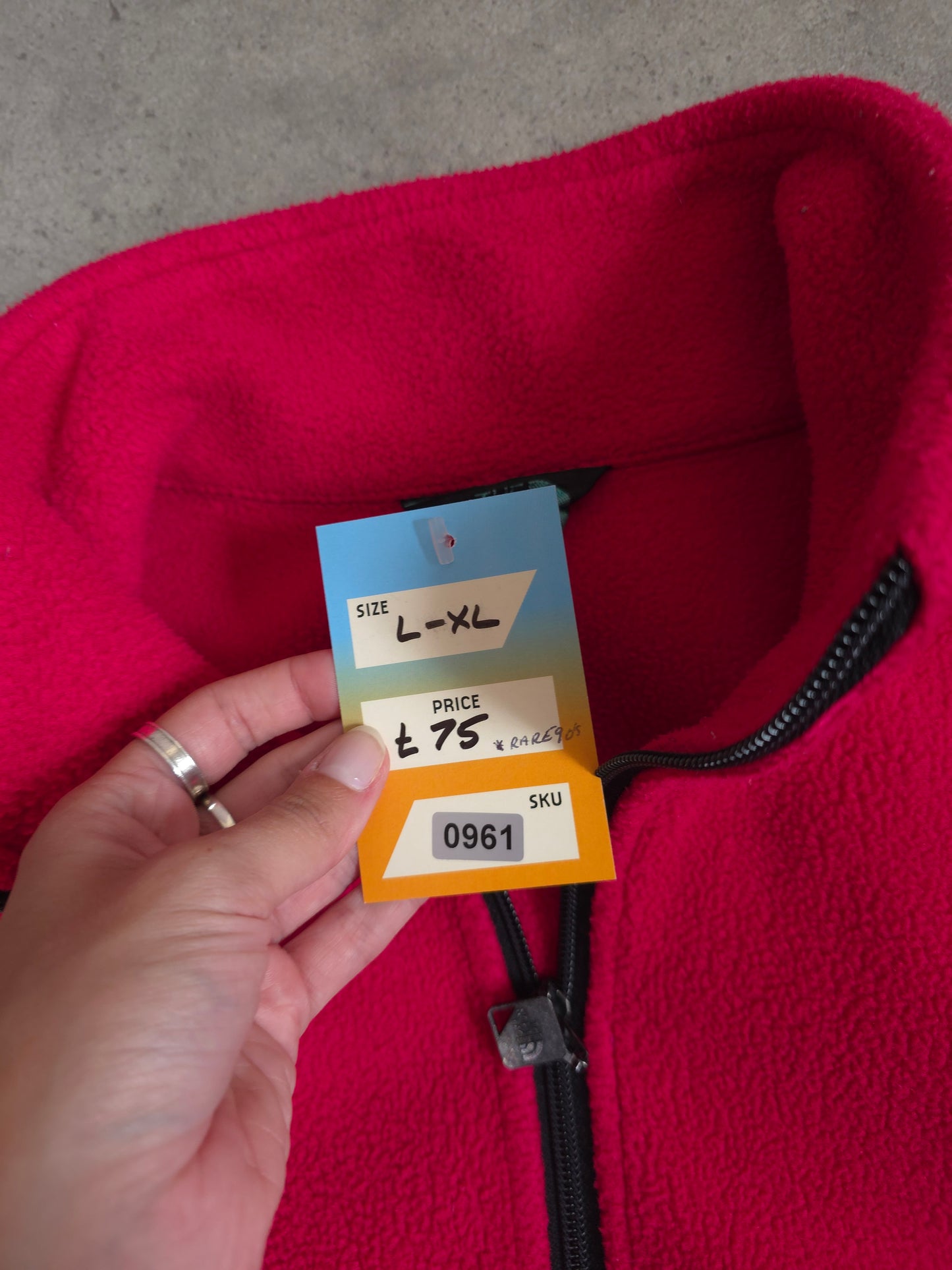 vintage 80s the north face boxy fleece in pink - XL