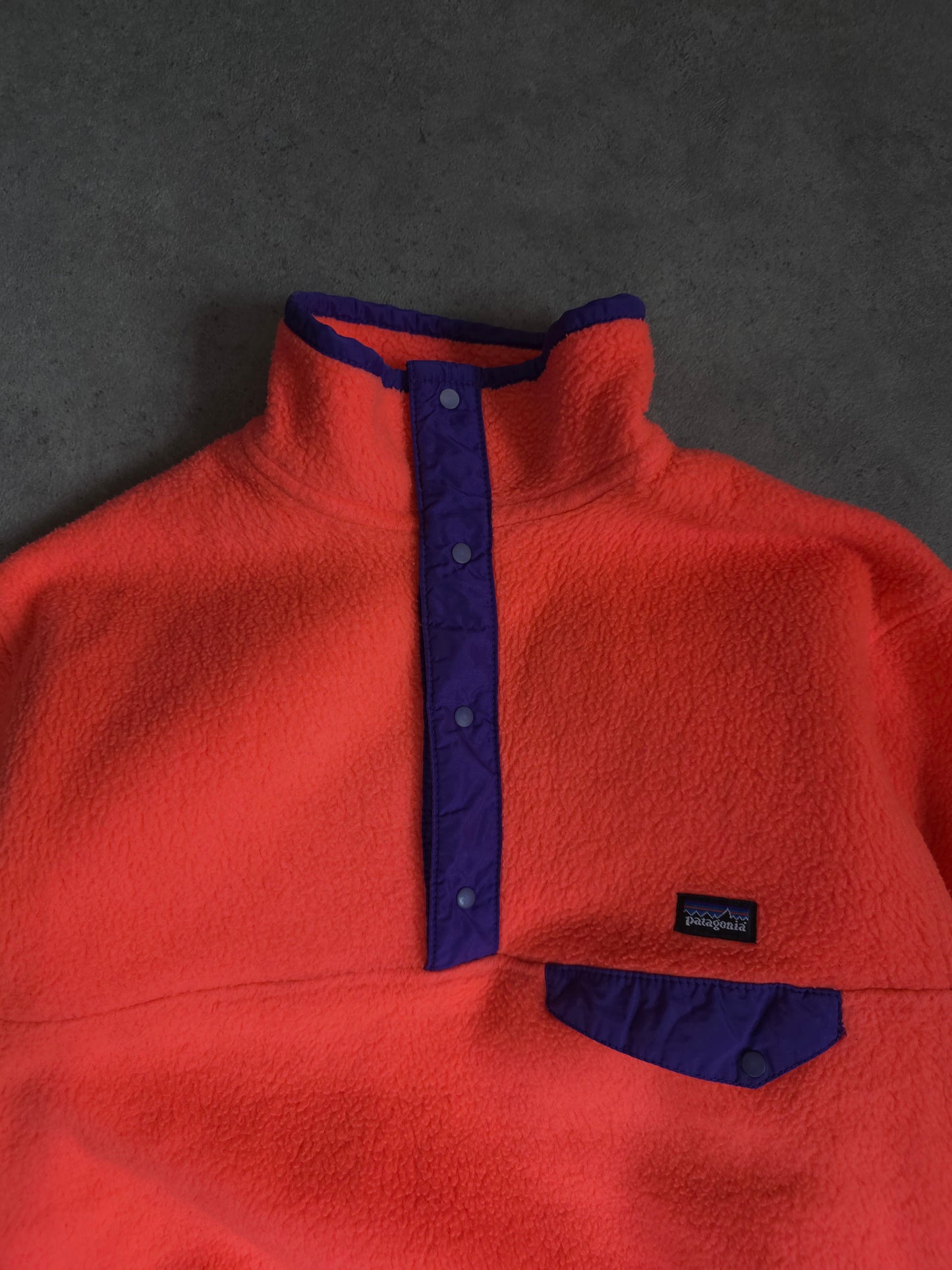 Vintage 80s Patagonia kids snap t fleece in pink and purple - junior medium