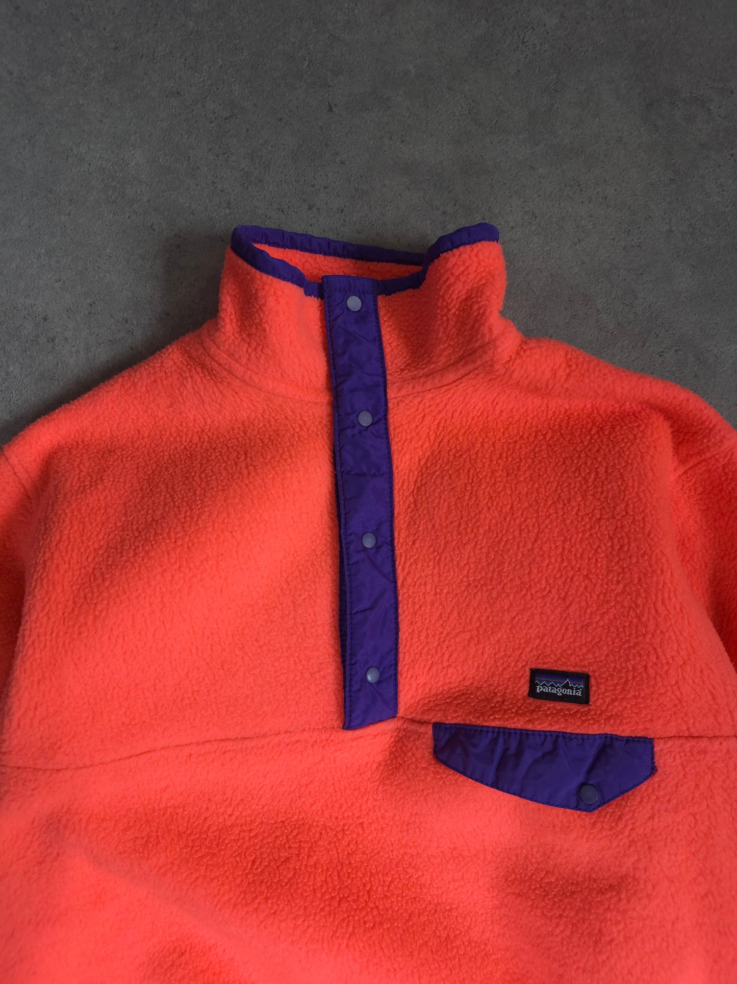Vintage 80s Patagonia kids snap t fleece in pink and purple - junior medium