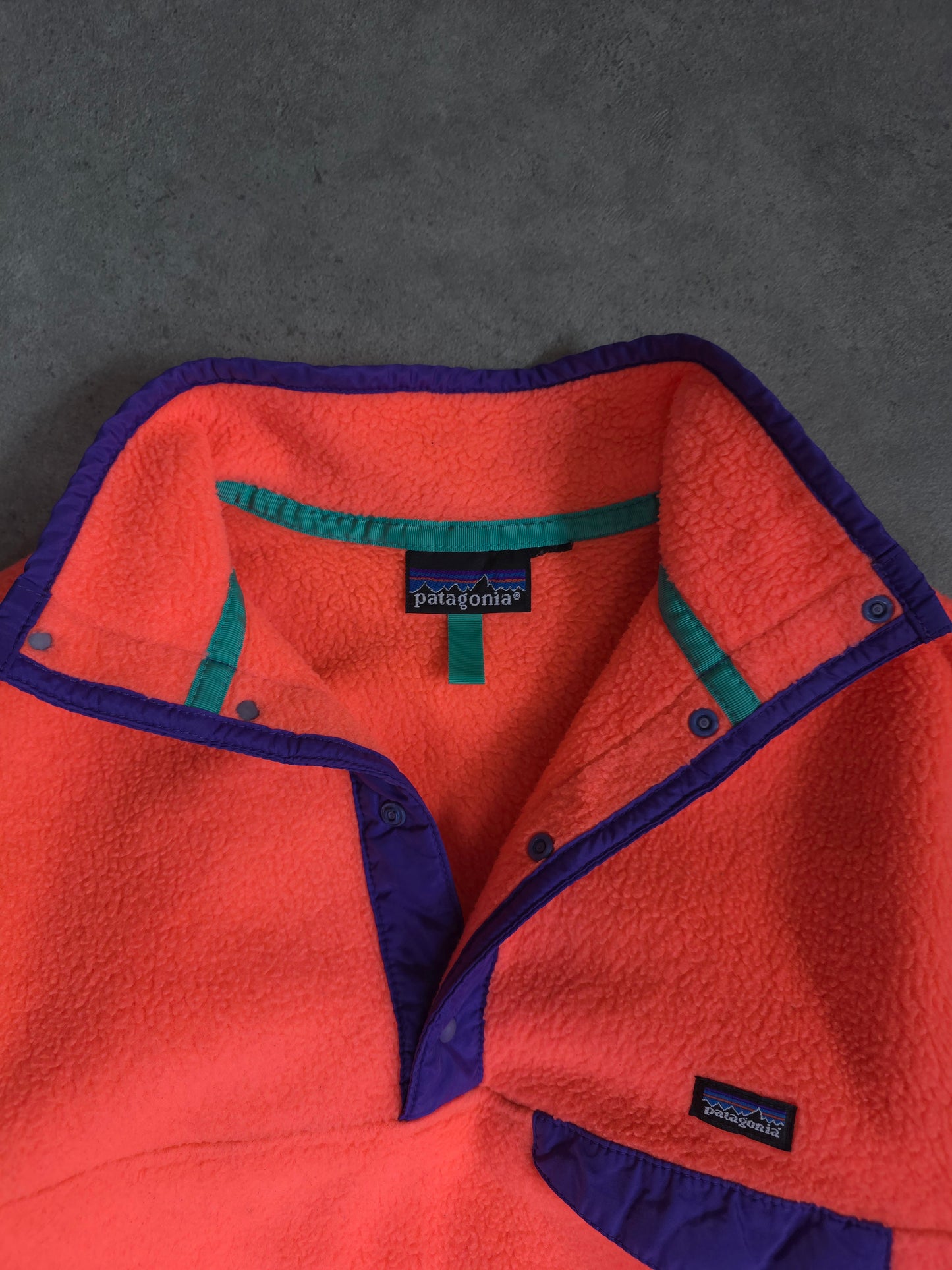 Vintage 80s Patagonia kids snap t fleece in pink and purple - junior medium
