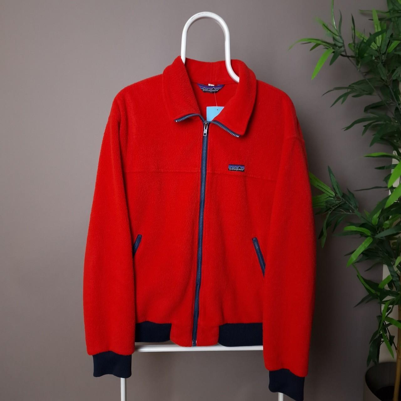 80s Patagonia zip up fleece in red - medium
