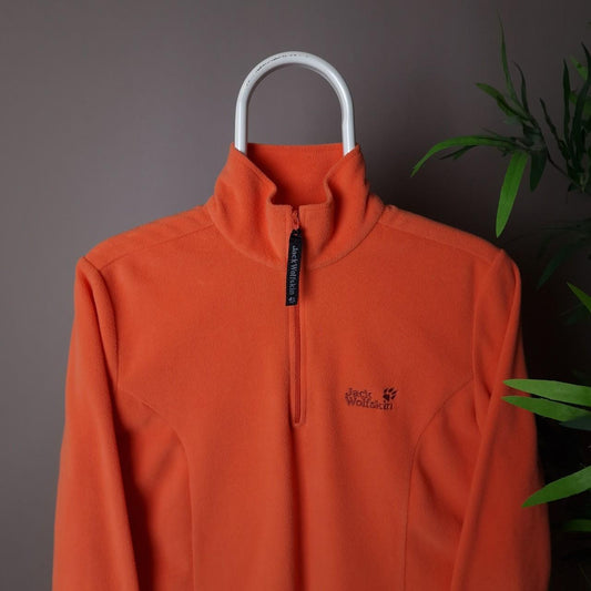 Jack wolfskin 1/4 zip midlayer fleece in peach - UK12