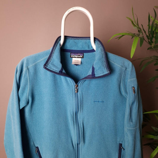 Patagonia zip up fleece in blue - women's medium