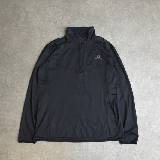 Salomon discovery stretch 1/4 zip midlayer in black - XL