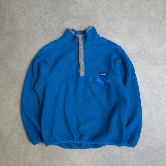 90s Patagonia snap t fleece in blue - large