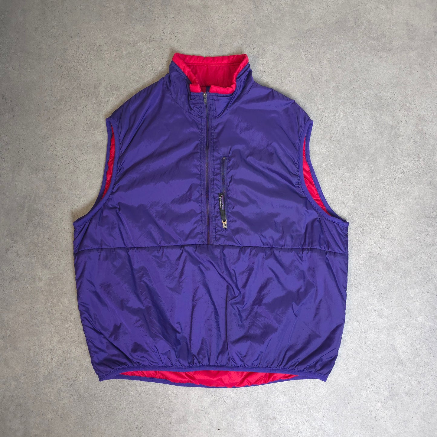 Rare vintage patagonia puffball vest in purple and red - large