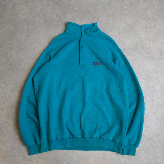 90's Patagonia quilted pullover in turquoise - XL