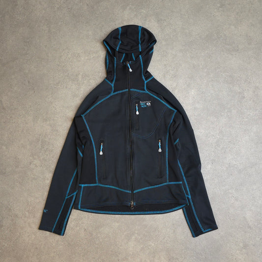 Mountain Hardwear polartec power grid full zip hoodie in black and blue - women's small