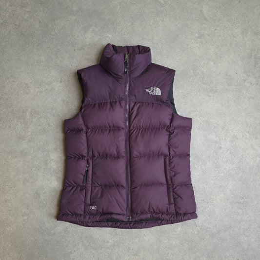 The North Face 700 down fill gilet in purple - women's XS