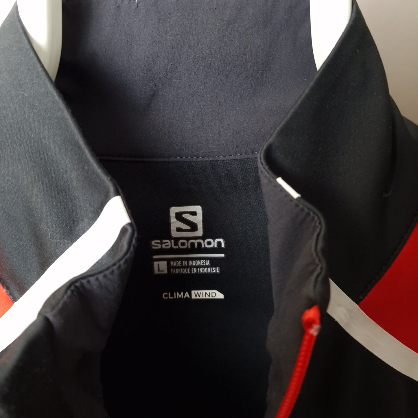 Salomon clima wind running cycling jacket in black and red - large